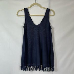 Lilly Pulitzer Sweater Tank Size XS Tassel Fringe Navy EUC